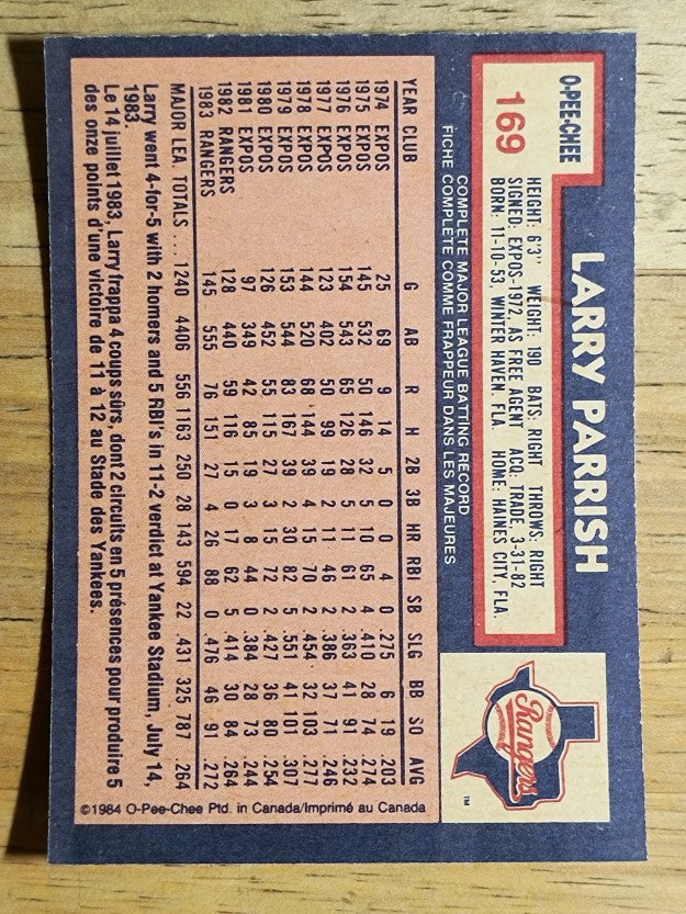 1984 O-Pee-Chee #169 Larry Parrish