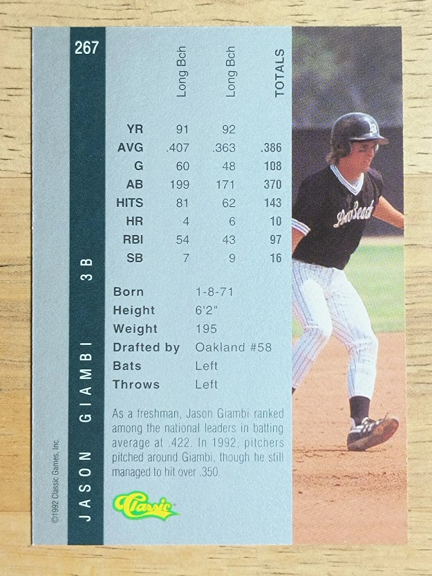 1992 Classic Four Sport #267 Jason Giambi