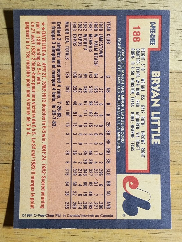 1984 O-Pee-Chee #188 Bryan Little