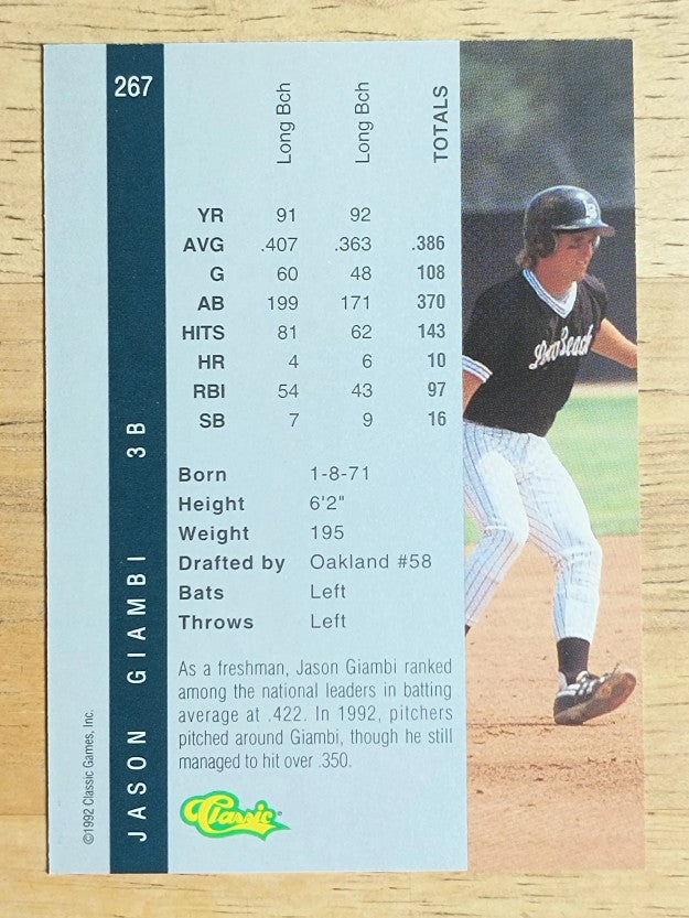 1992 Classic Four Sport #267 Jason Giambi