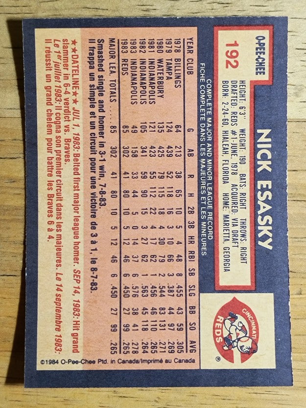 1984 O-Pee-Chee #192 Nick Esasky