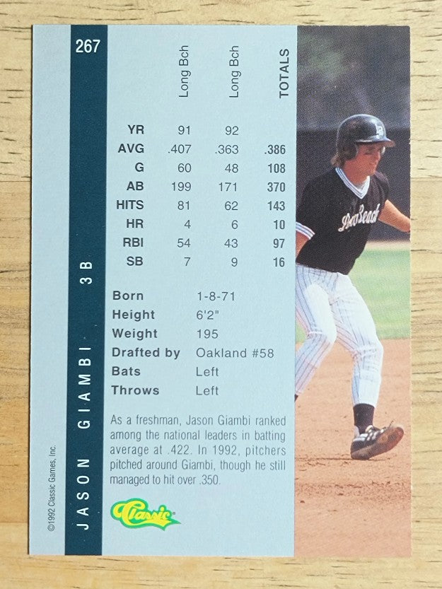 1992 Classic Four Sport #267 Jason Giambi