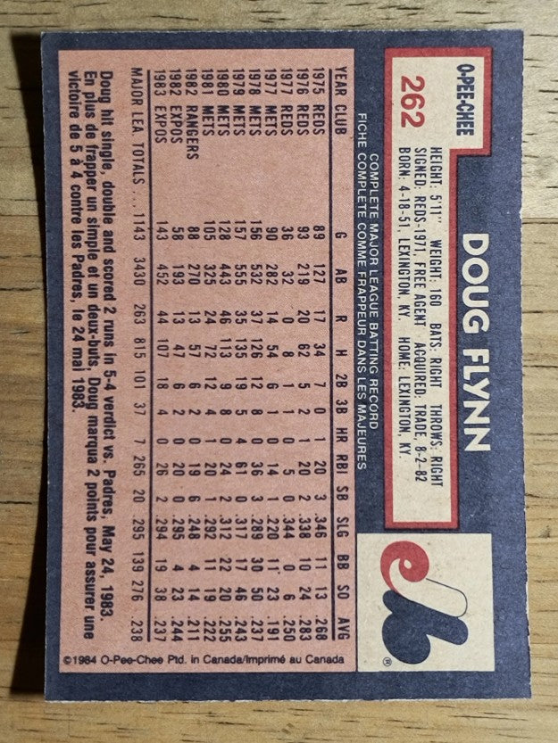 1984 O-Pee-Chee #262 Doug Flynn