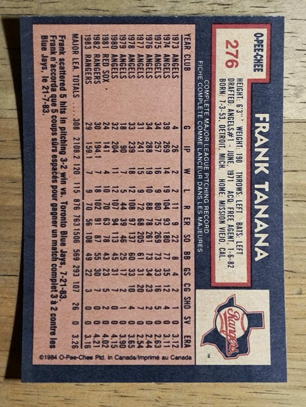 1984 O-Pee-Chee #276 Frank Tanana