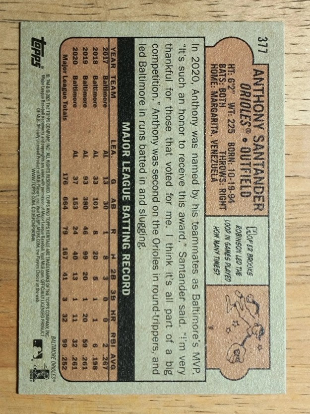 2021 Topps Heritage #377 Anthony Santander
