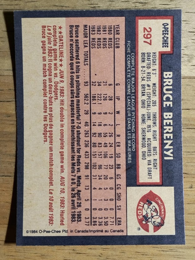 1984 O-Pee-Chee #297 Bruce Berenyi