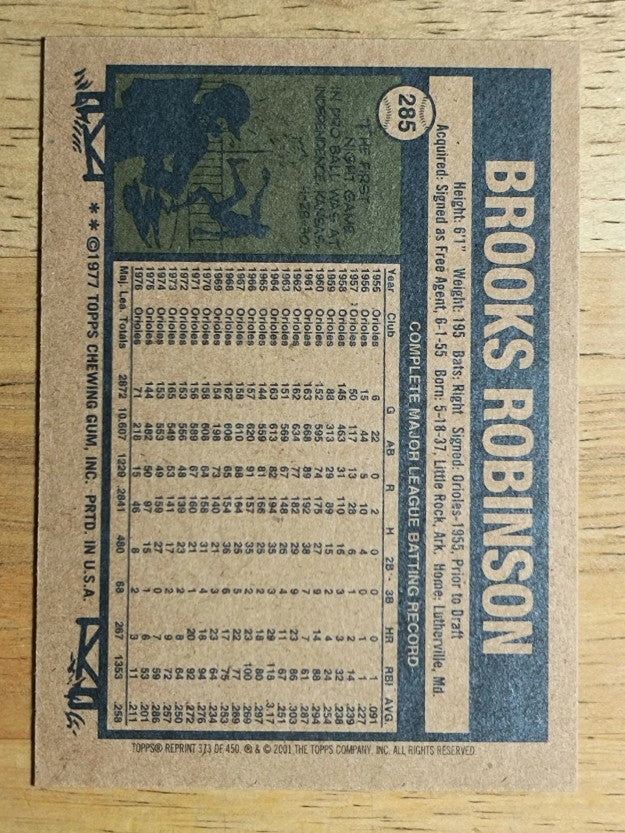 2001 Topps Archives #373 Brooks Robinson 77