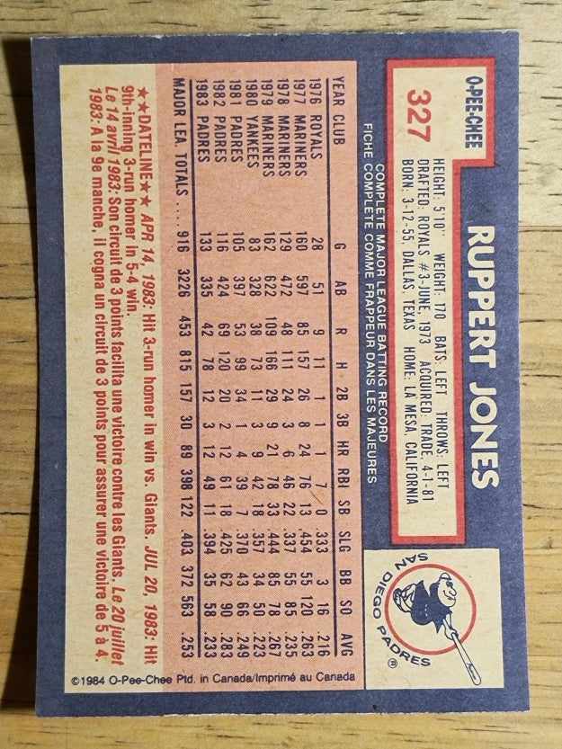 1984 O-Pee-Chee #327 Ruppert Jones