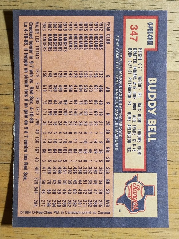 1984 O-Pee-Chee #347 Buddy Bell
