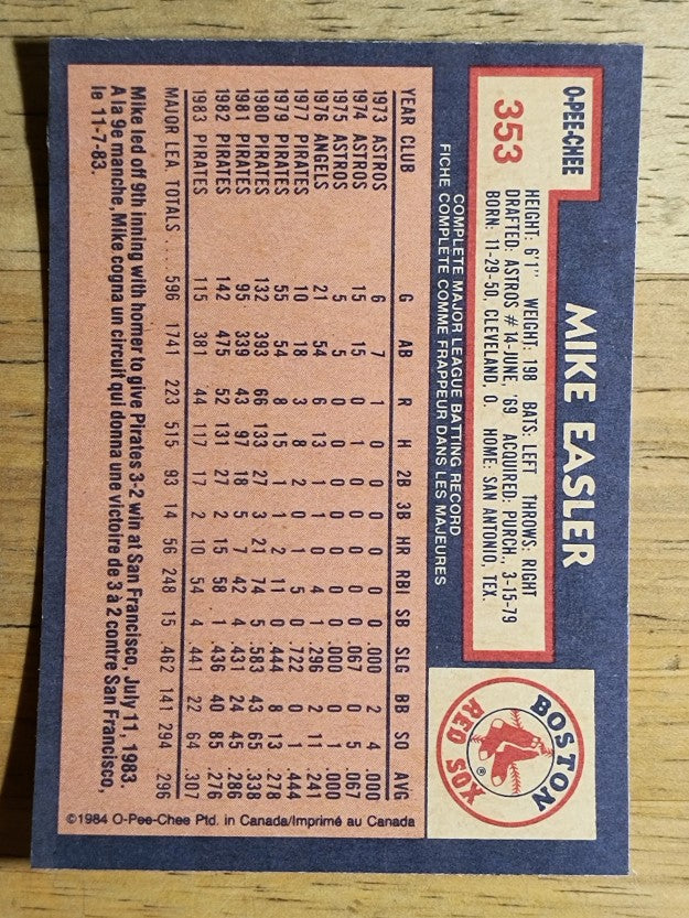 1984 O-Pee-Chee #353 Mike Easler