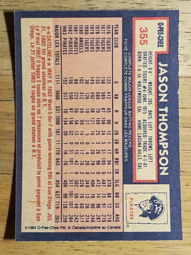 1984 O-Pee-Chee #355 Jason Thompson