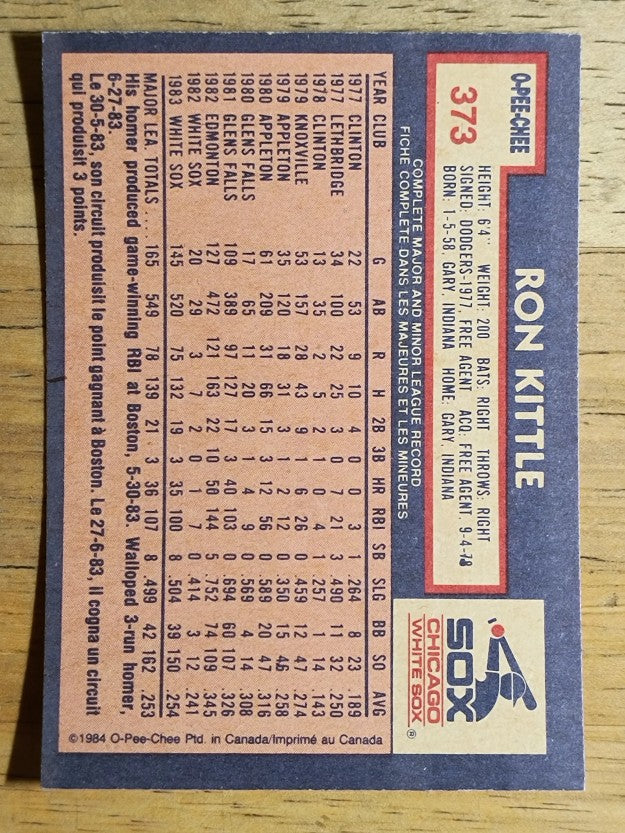 1984 O-Pee-Chee #373 Ron Kittle