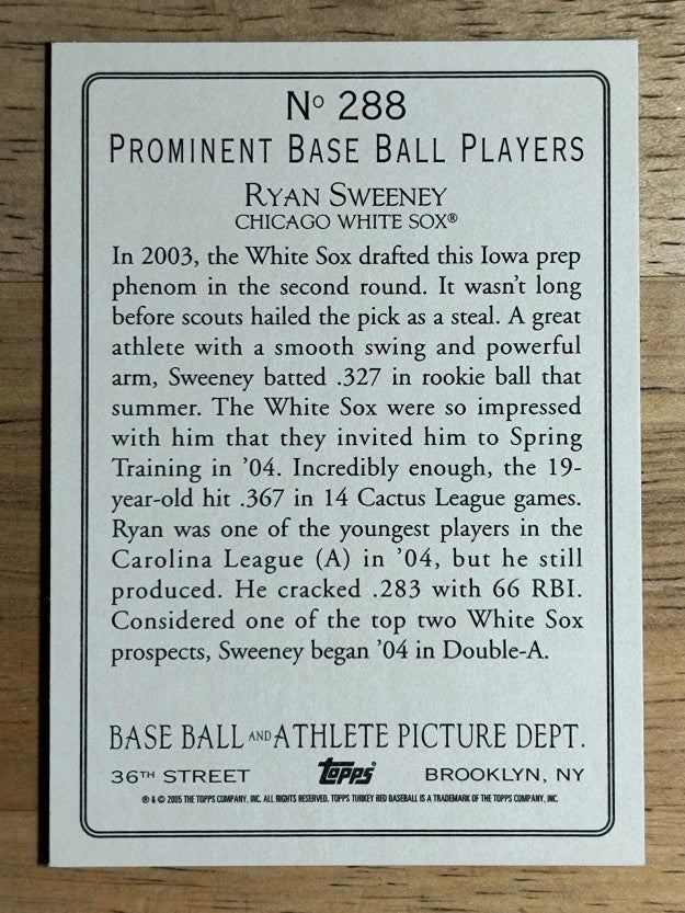 2005 Topps Turkey Red #288 Ryan Sweeney RC