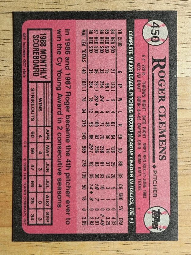 1989 Topps #450 Roger Clemens