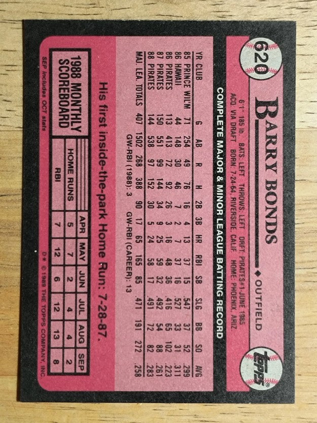 1989 Topps #620 Barry Bonds