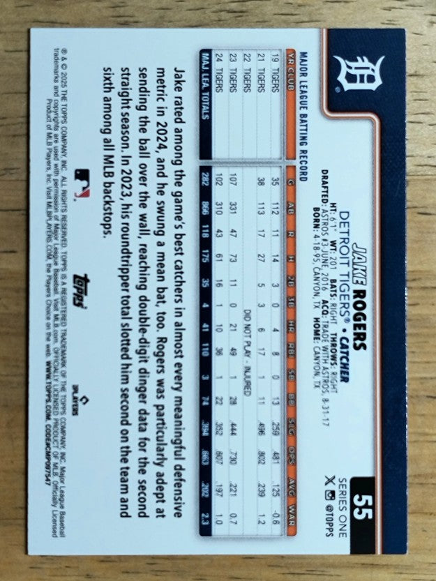 2025 Topps #55 Jake Rogers