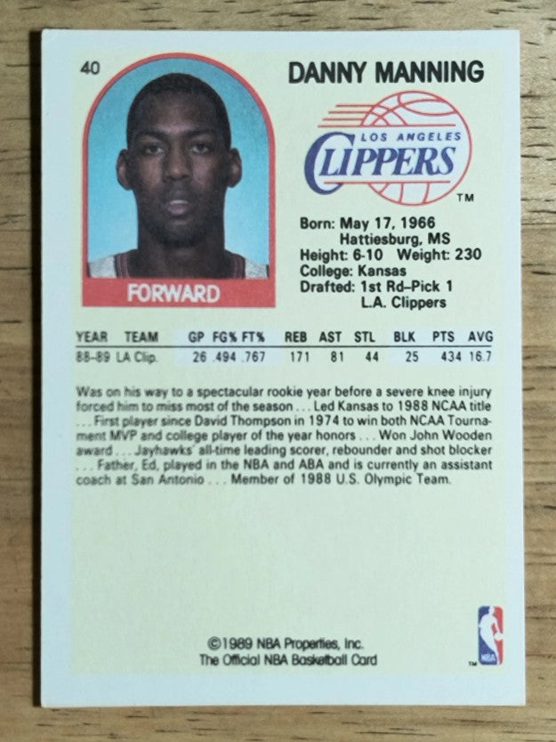 1989-90 Hoops #40 Danny Manning RC (NM)