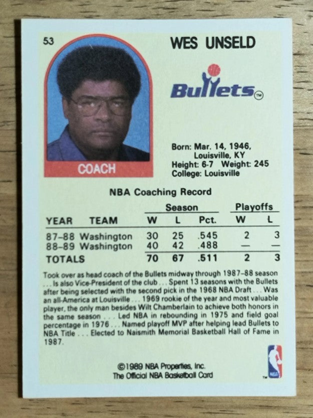 1989-90 Hoops #53 Wes Unseld CO