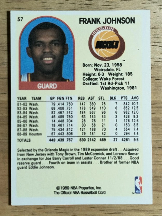 1989-90 Hoops #57 Frank Johnson SP (NM)