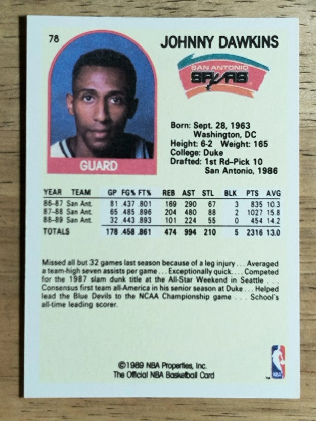 1989-90 Hoops #78 Johnny Dawkins SP (NM)