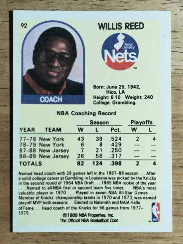 1989-90 Hoops #92 Willis Reed CO SP (NM)