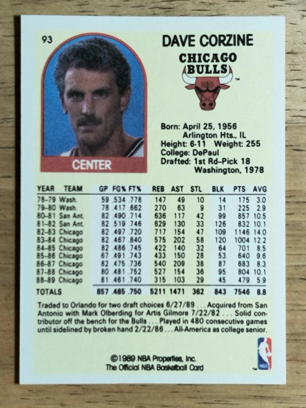 1989-90 Hoops #93 Dave Corzine SP (NM)