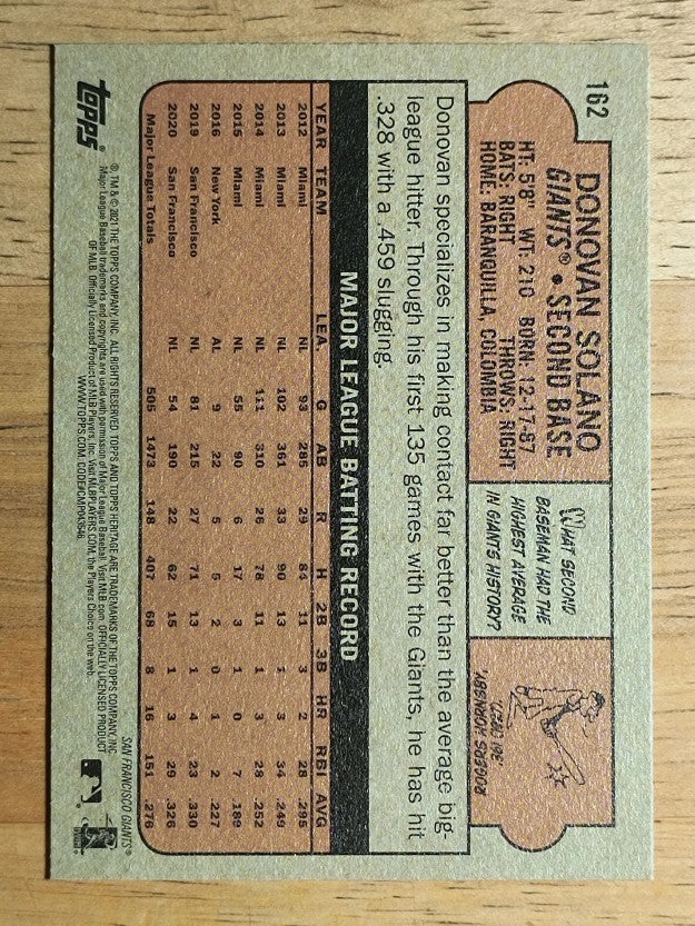 2021 Topps Heritage #162 Donovan Solano