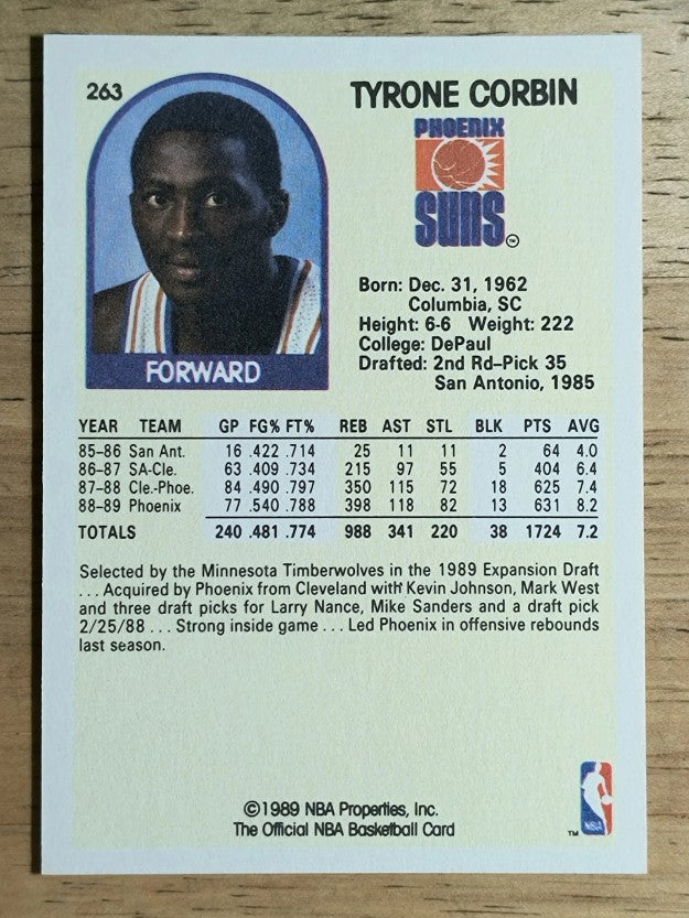 1989-90 Hoops #263 Tyrone Corbin SP RC (NM)
