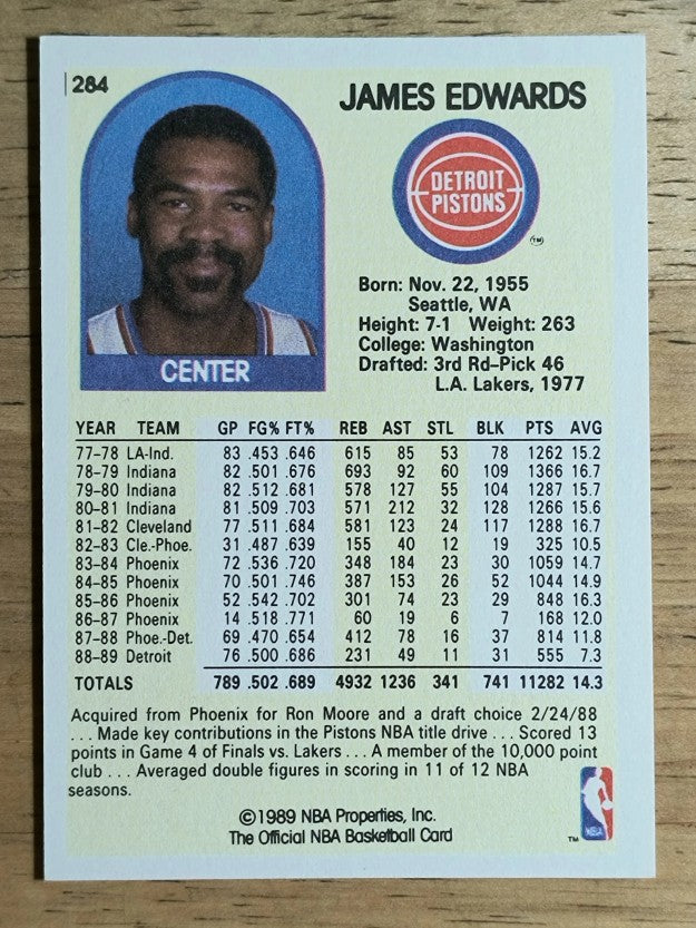 1989-90 Hoops #284A James Edwards/Small black line next to card number