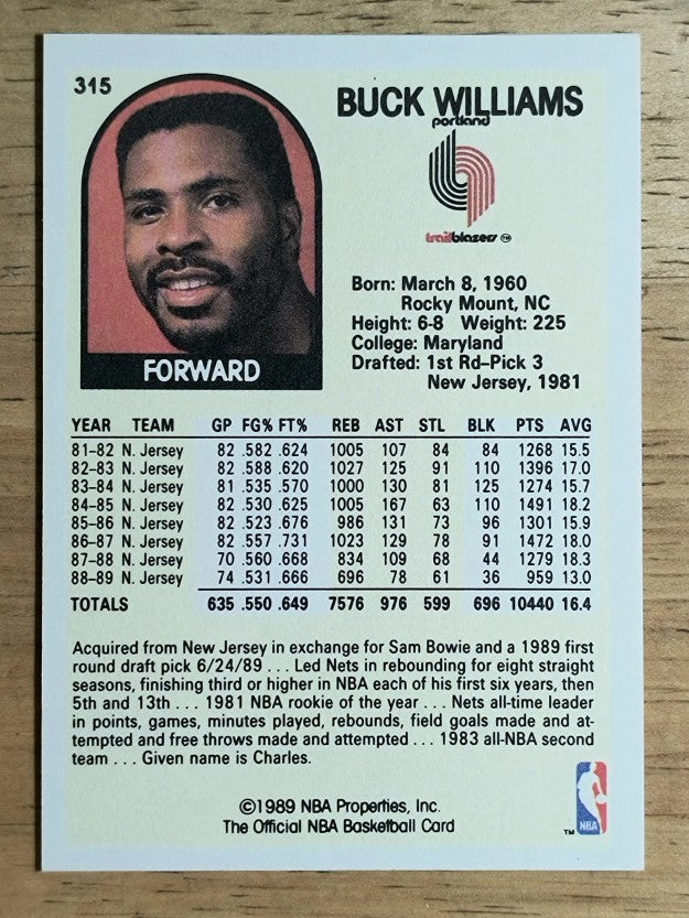 1989-90 Hoops #315 Buck Williams