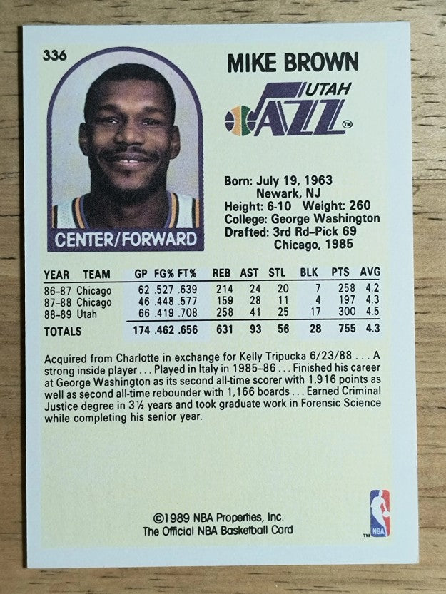 1989-90 Hoops #336 Mike Brown RC