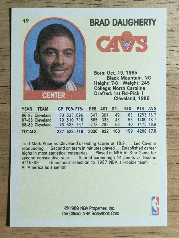 1990 Hoops 100 Superstars #19 Brad Daugherty