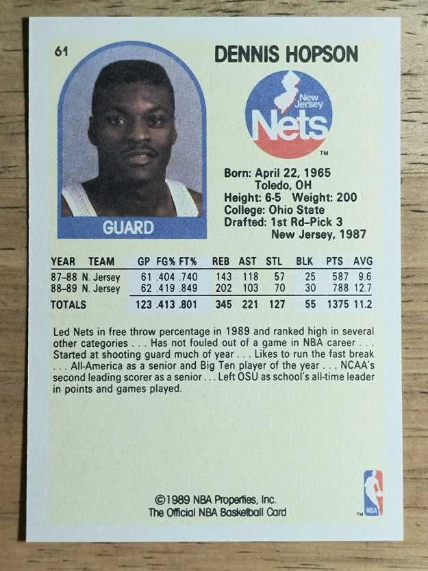 1990 Hoops 100 Superstars #61 Dennis Hopson