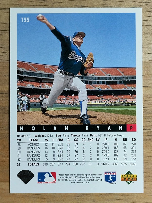 1993 Upper Deck #155 Nolan Ryan