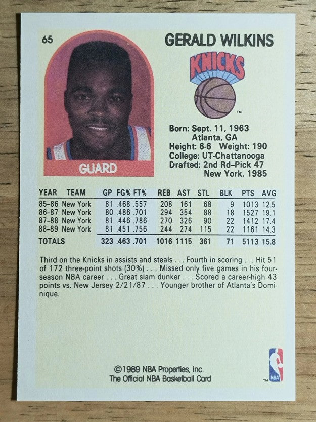 1990 Hoops 100 Superstars #65 Gerald Wilkins
