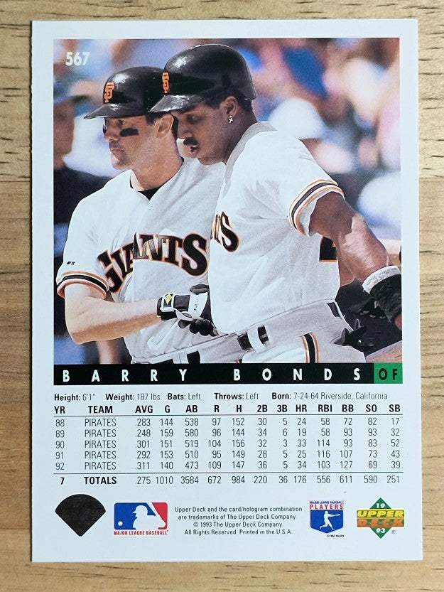 1993 Upper Deck #567 Barry Bonds