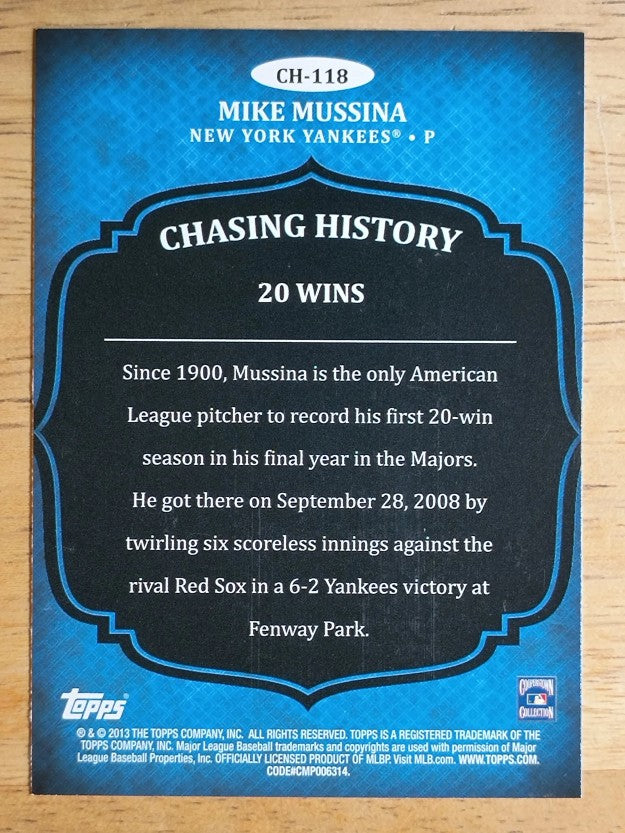 2013 Topps Chasing History #CH118 Mike Mussina