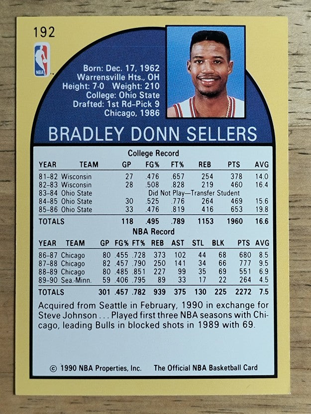 1990-91 Hoops #192 Brad Sellers SP