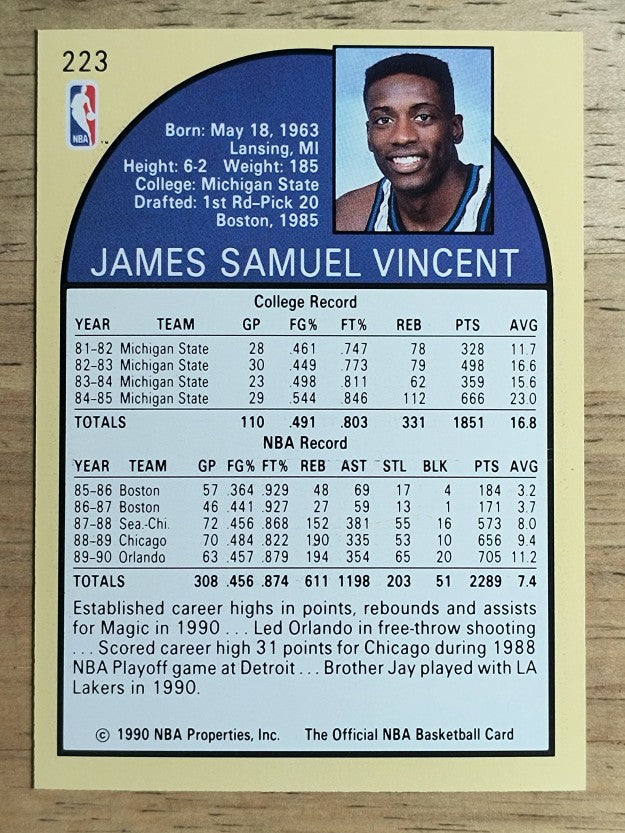 1990-91 Hoops #223A Sam Vincent/Shows Michael Jordan