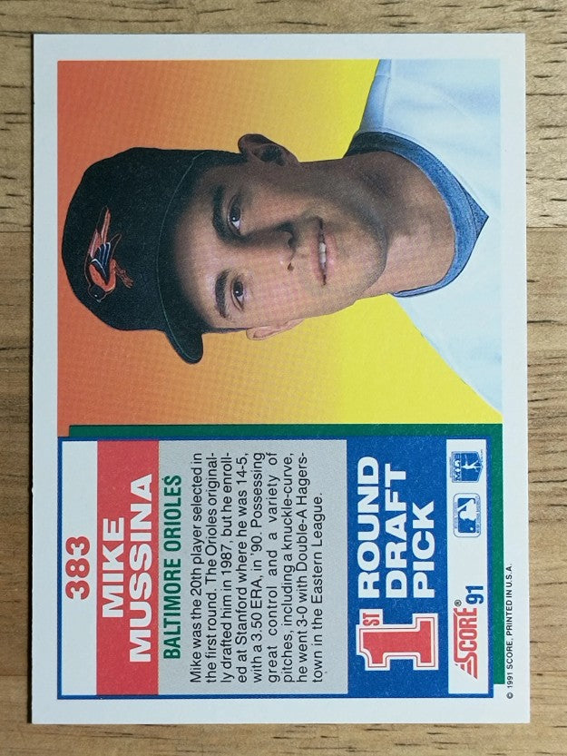 1991 Score #383 Mike Mussina RC