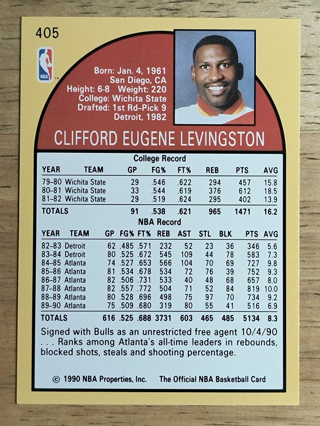1990-91 Hoops #405 Cliff Levingston U