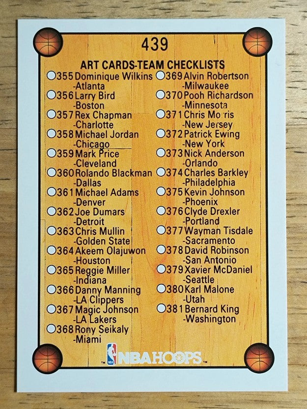 1990-91 Hoops #439 Checklist 5
