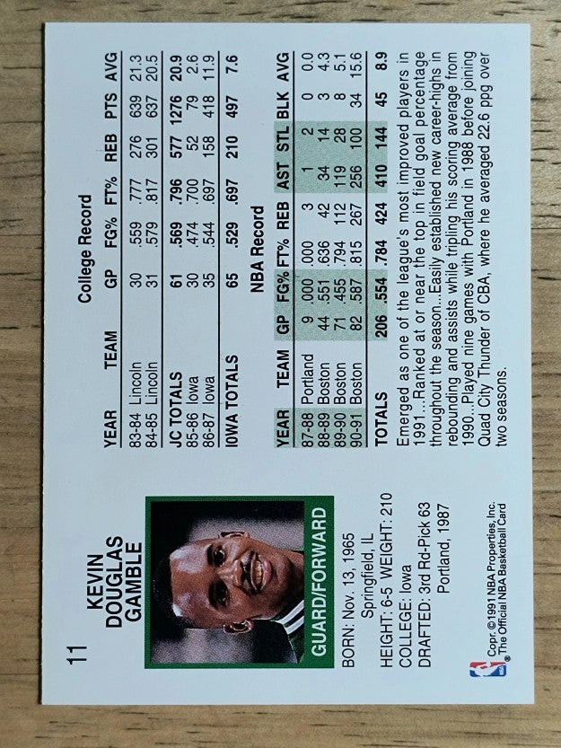 1991-92 Hoops #11 Kevin Gamble