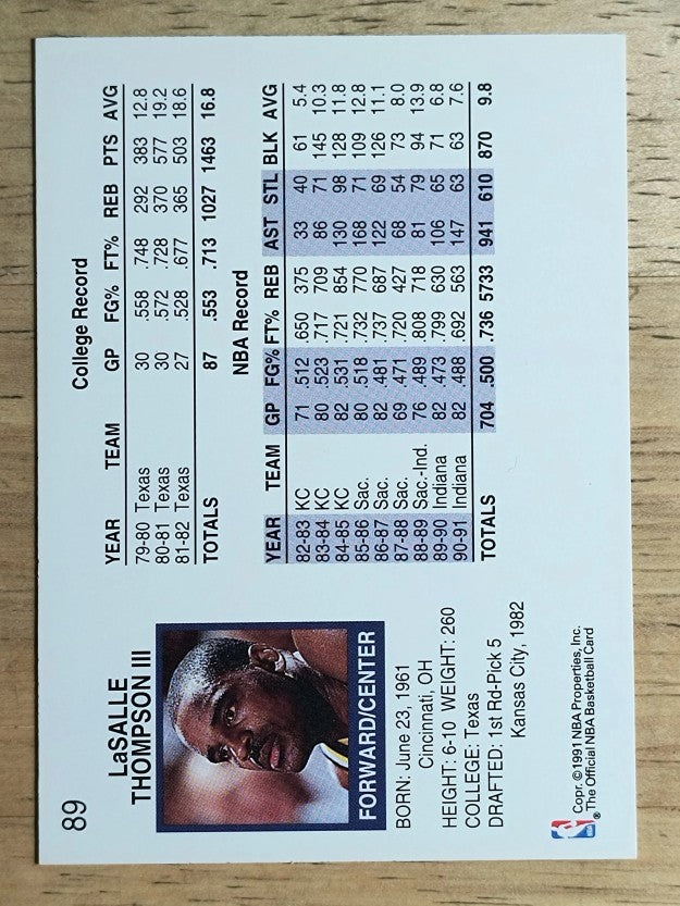 1991-92 Hoops #89 LaSalle Thompson