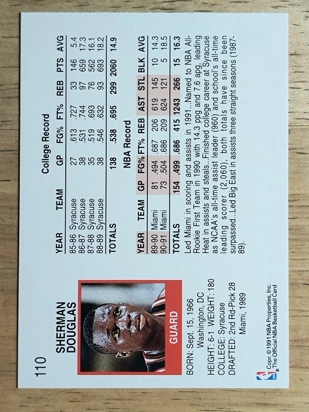 1991-92 Hoops #110 Sherman Douglas