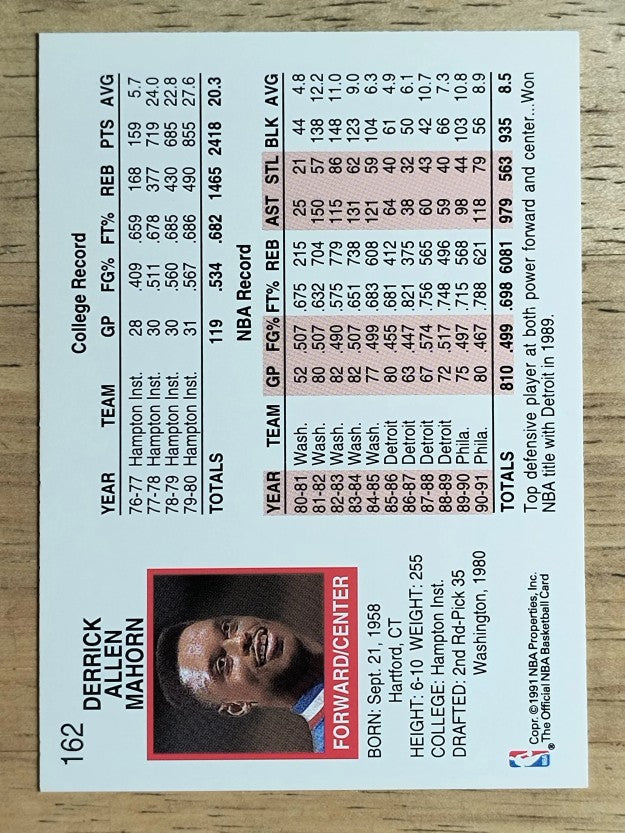 1991-92 Hoops #162 Rick Mahorn