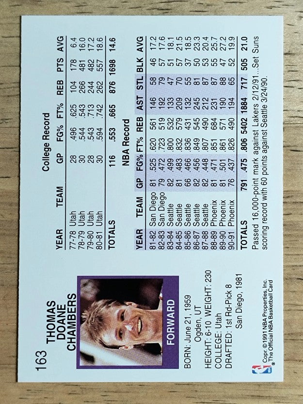 1991-92 Hoops #163 Tom Chambers