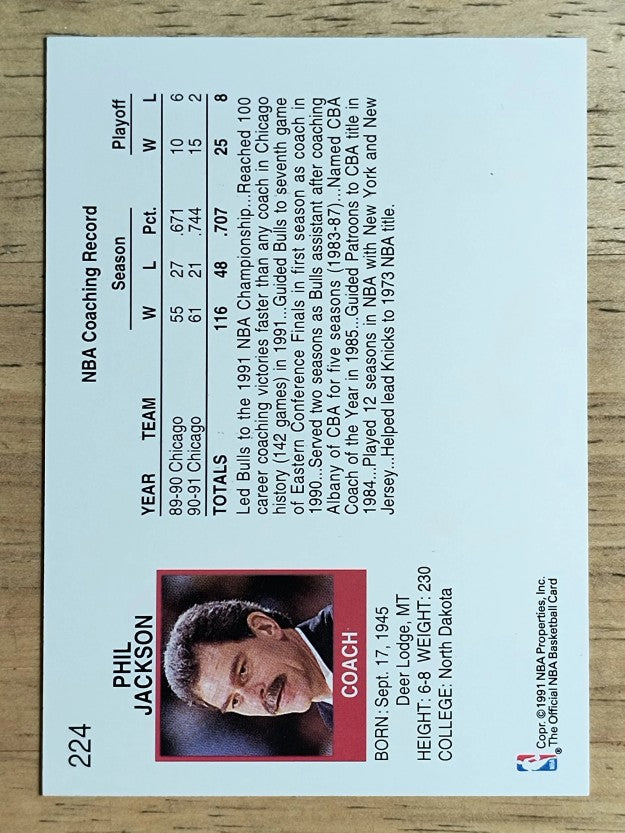 1991-92 Hoops #224 Phil Jackson CO
