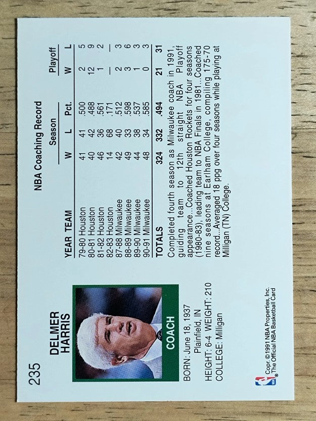 1991-92 Hoops #235 Del Harris CO