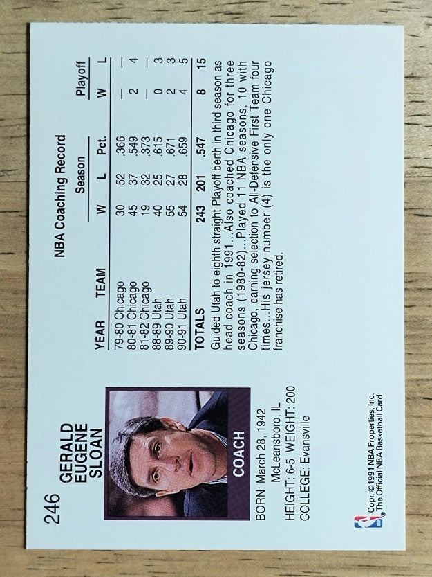 1991-92 Hoops #246 Jerry Sloan CO